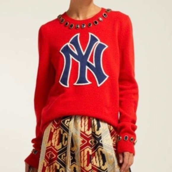Authentic GUCCI Women's Crystal Embellished Sweater with NY Yankees™ patch - Picture 2 of 5